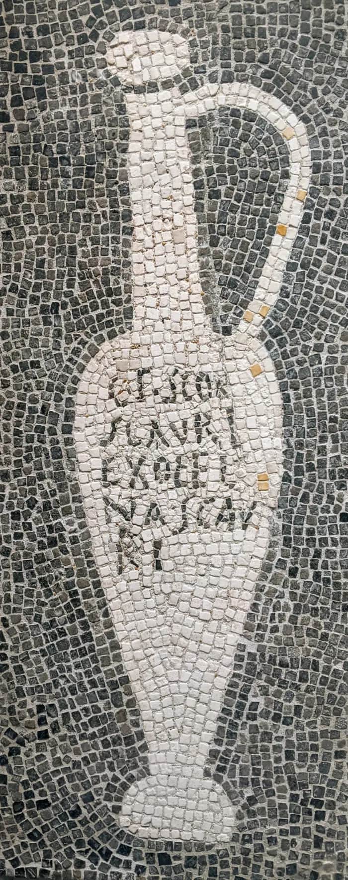 Roman mosaic of a fish-sauce bottle associated with garum