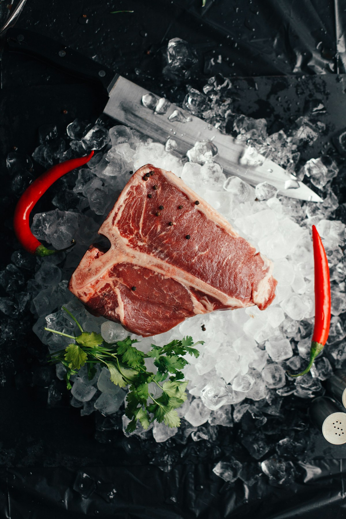 Perfectly marbled beef steak on a cutting board