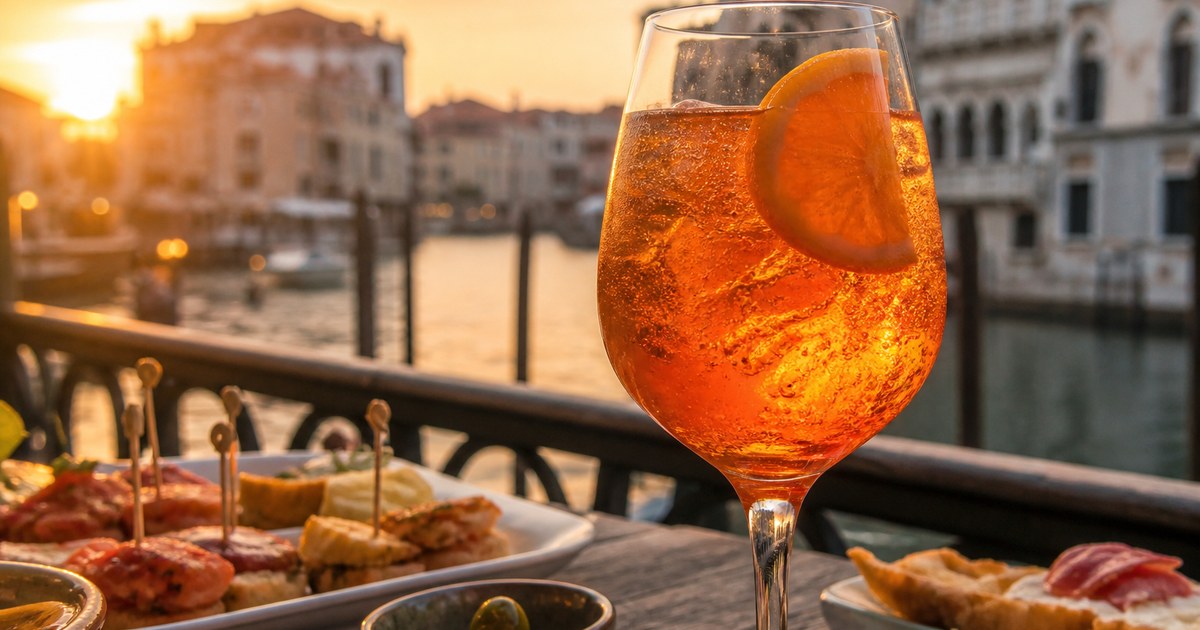 Kitchen-table photograph showing aperol and accompanying tools