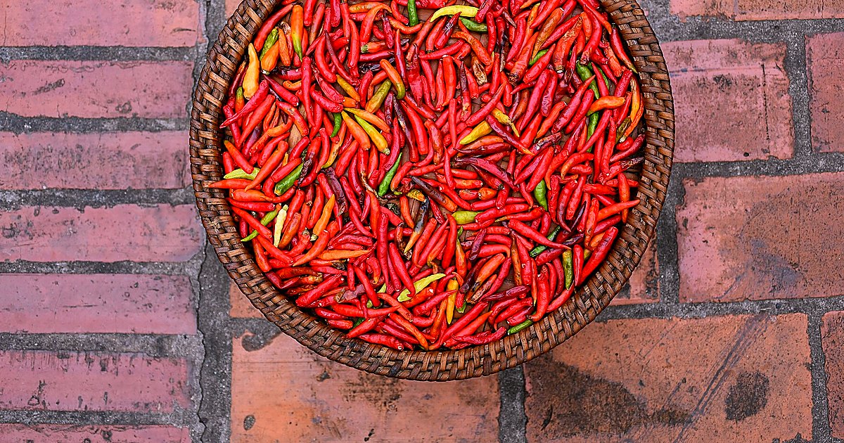 Editorial still life of chili pepper with related pantry items