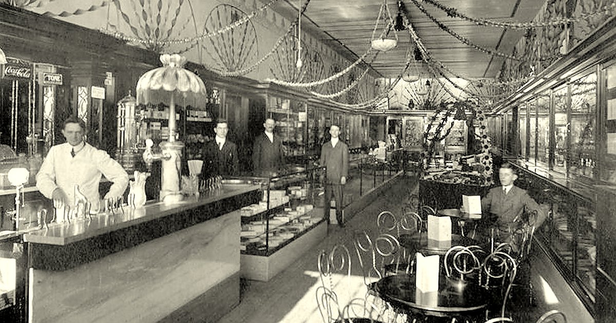 Editorial still life of soda fountain with related pantry items