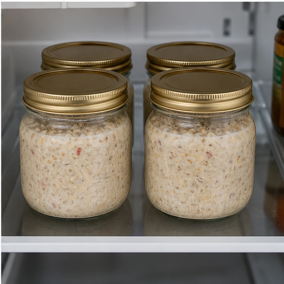 Chill for Apple-Cinnamon Overnight Oats, showing the ingredients and preparation at this stage