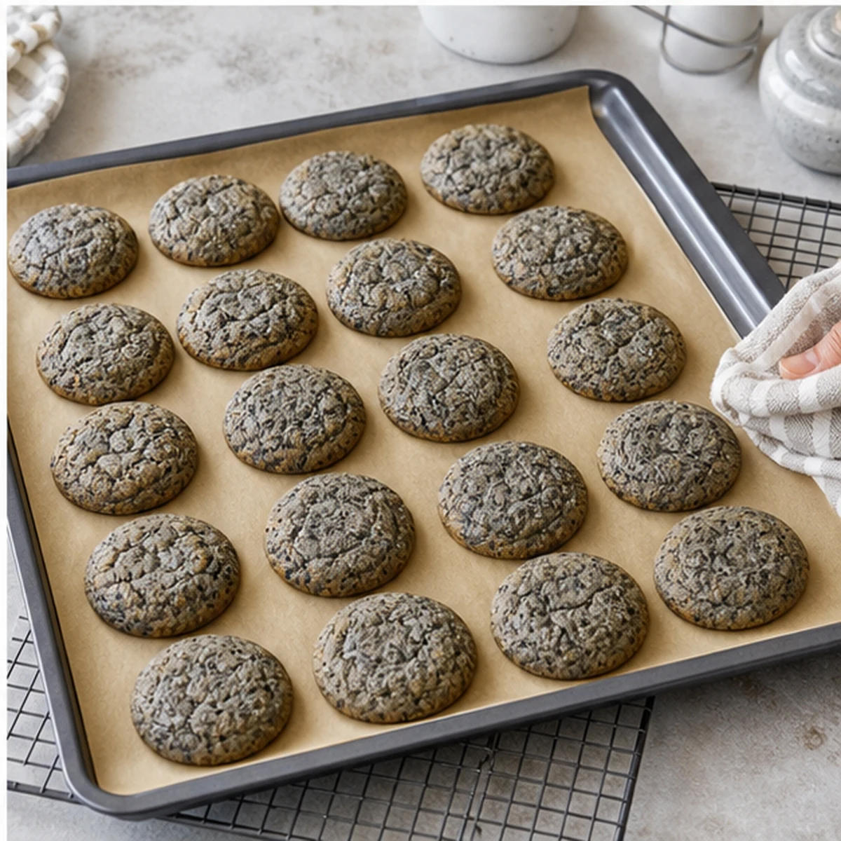 Bake for Black Sesame Cookies, showing the ingredients and preparation at this stage