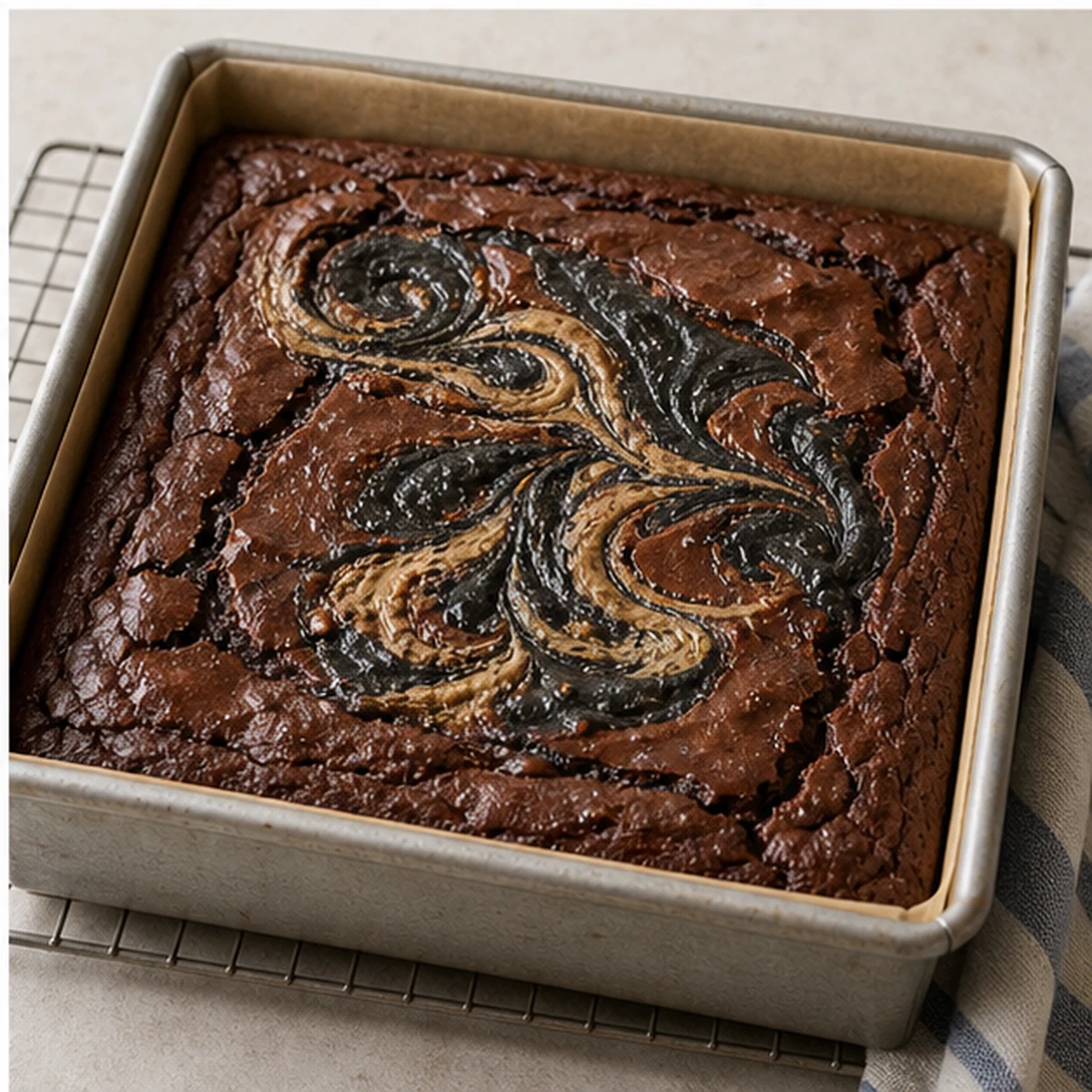 Bake for Black Sesame Tahini Brownies, showing the ingredients and preparation at this stage