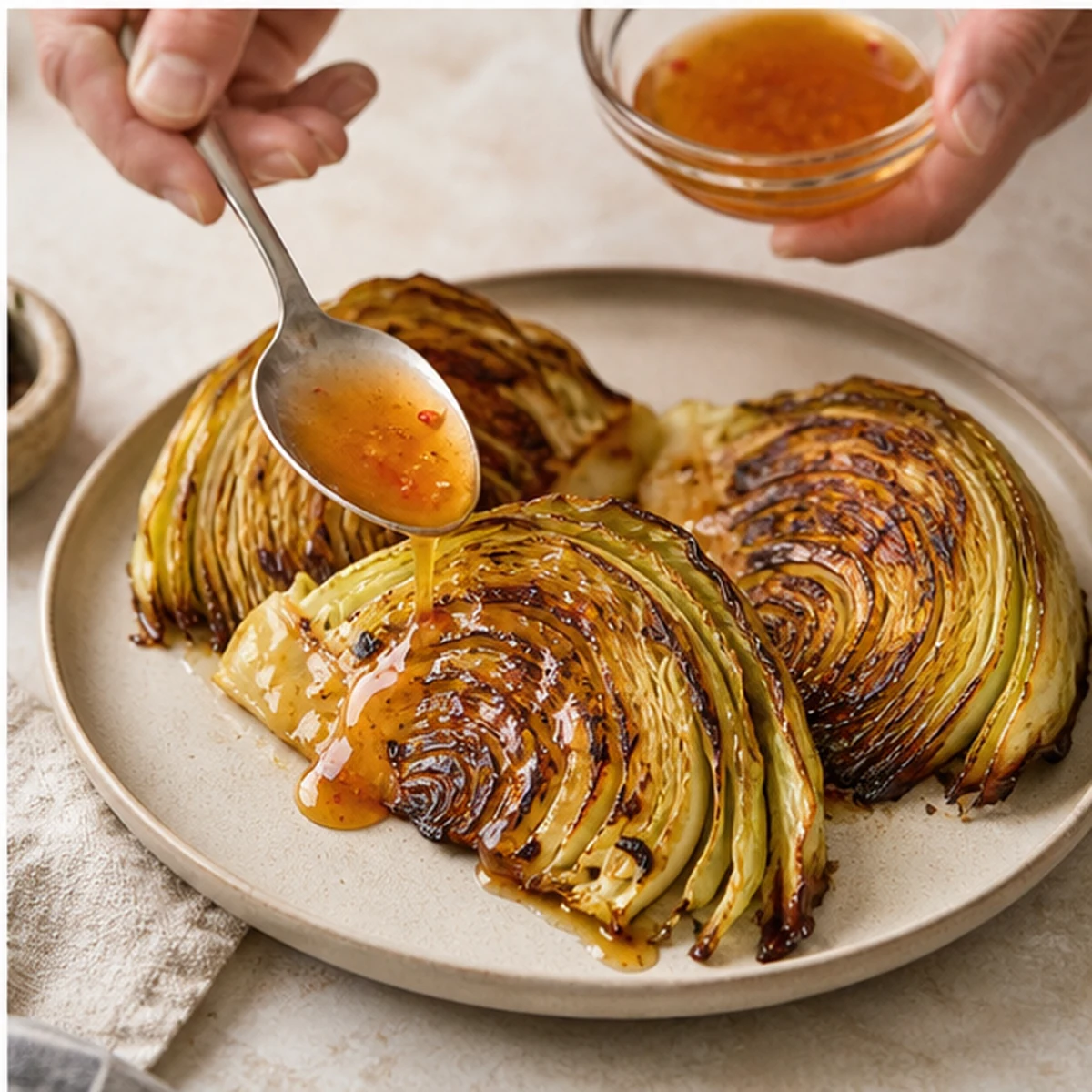 Glaze for Blistered Cabbage Steaks, showing the ingredients and preparation at this stage
