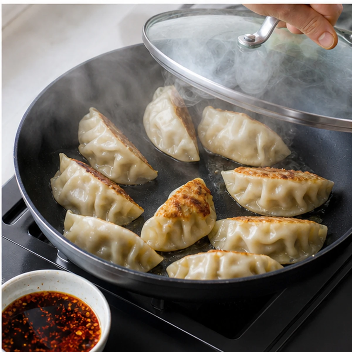 Cook for Crispy Cabbage Dumplings, showing the ingredients and preparation at this stage