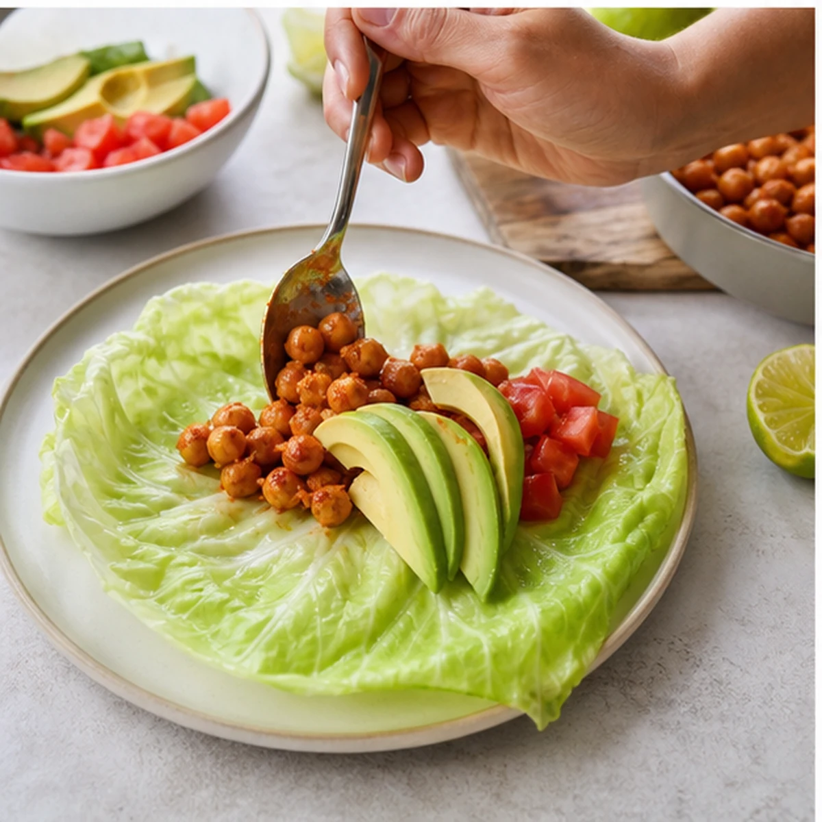 Fill for Cabbage Taco Wraps, showing the ingredients and preparation at this stage