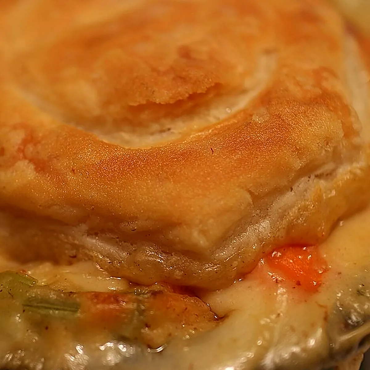 Step 7 for Easy Chicken Pot Pie, showing the ingredients and preparation at this stage