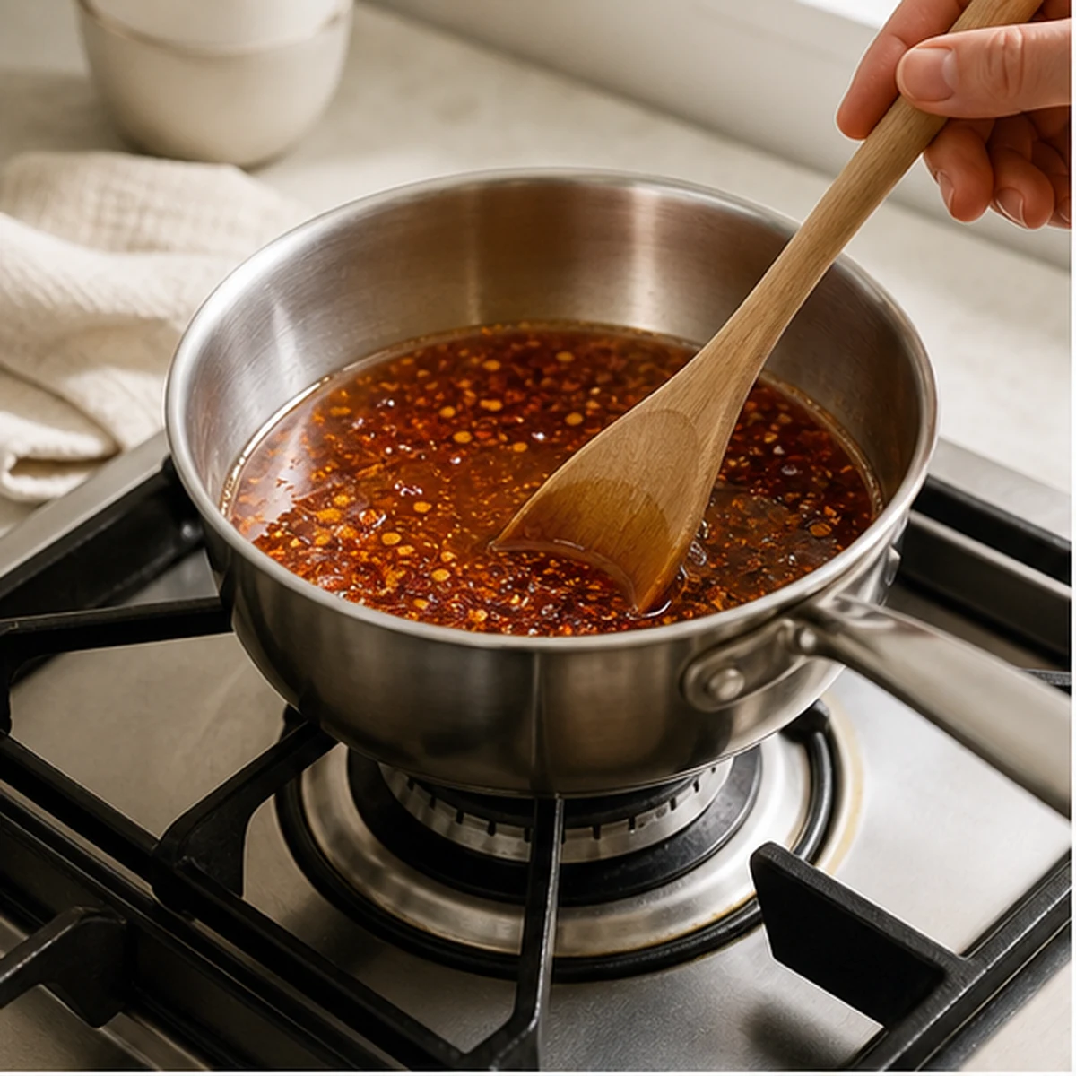 Warm for Classic Hot Honey, showing the ingredients and preparation at this stage