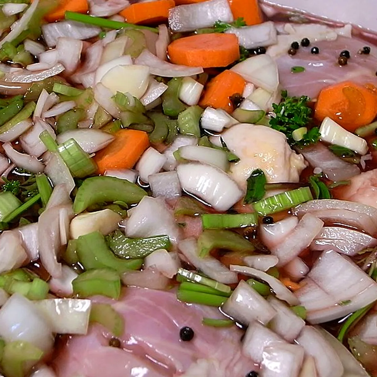Step 4 for Coq Au Vin, showing the ingredients and preparation at this stage