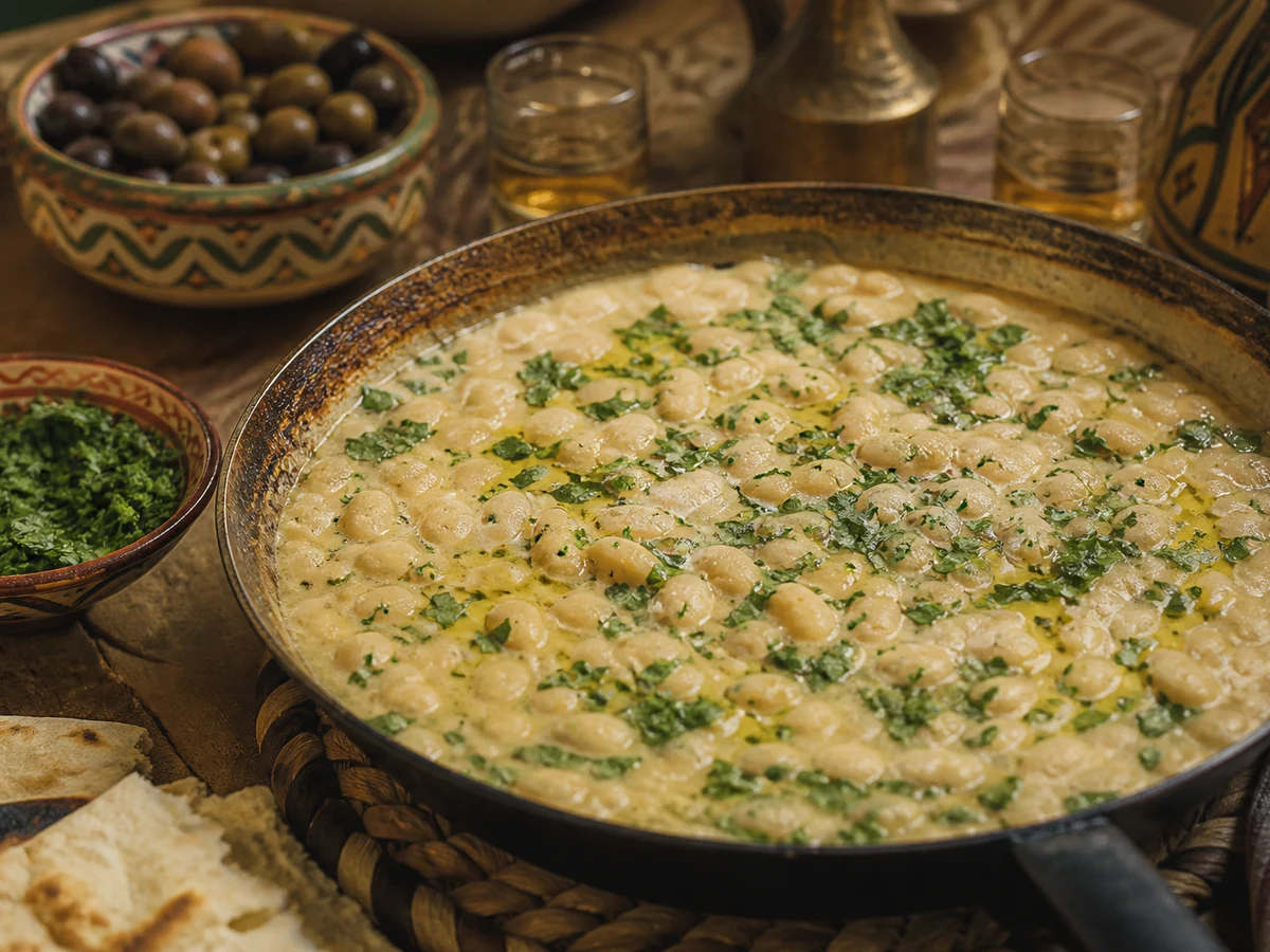 One pan creamy Moroccan white beans, finished and herbed