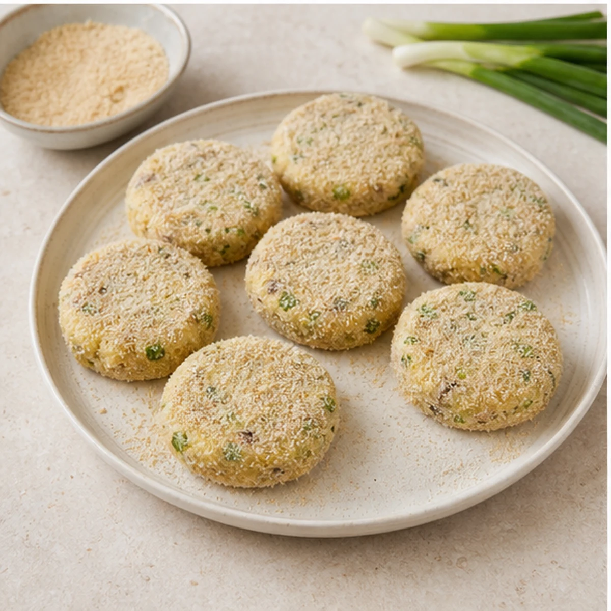 Shape for Sardine Potato Cakes, showing the ingredients and preparation at this stage