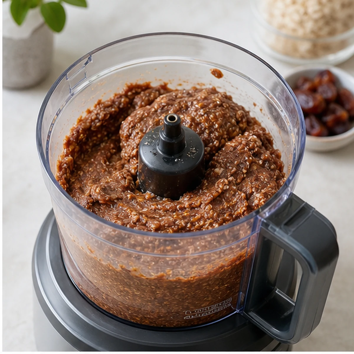 Process for Date-Oat Pantry Bites, showing the ingredients and preparation at this stage