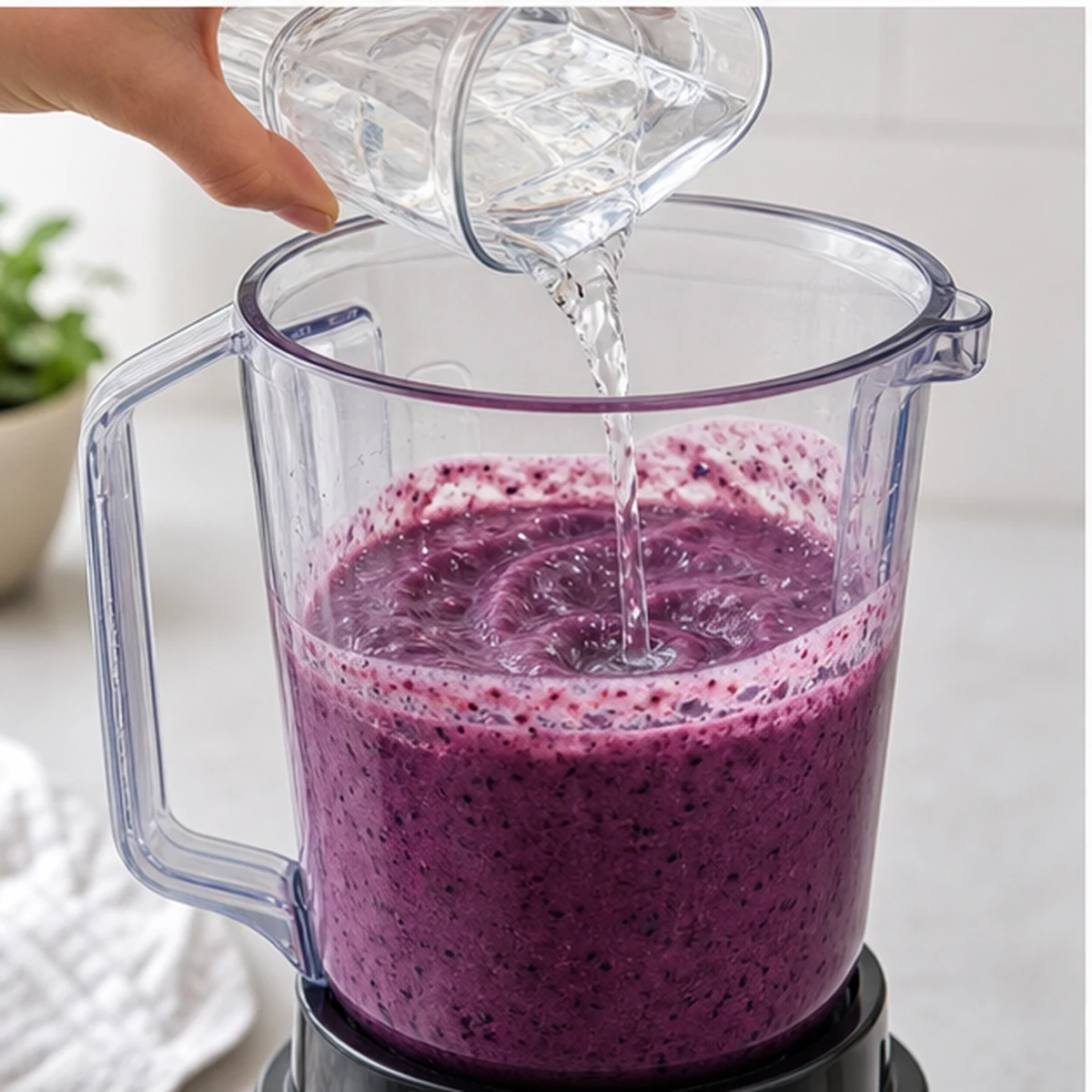 Adjust for Fibermaxxing Berry Oat Smoothie, showing the ingredients and preparation at this stage