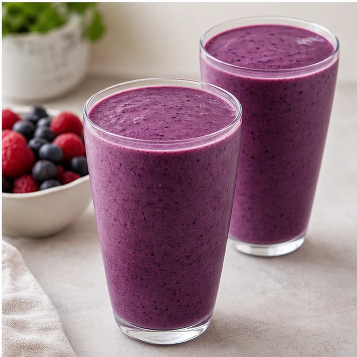 Serve for Fibermaxxing Berry Oat Smoothie, showing the ingredients and preparation at this stage