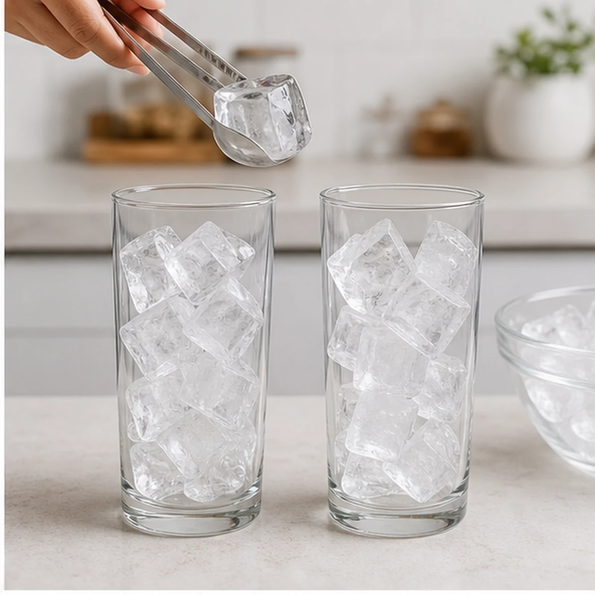 Fill the glasses for Iced Black Sesame Latte, showing the ingredients and preparation at this stage