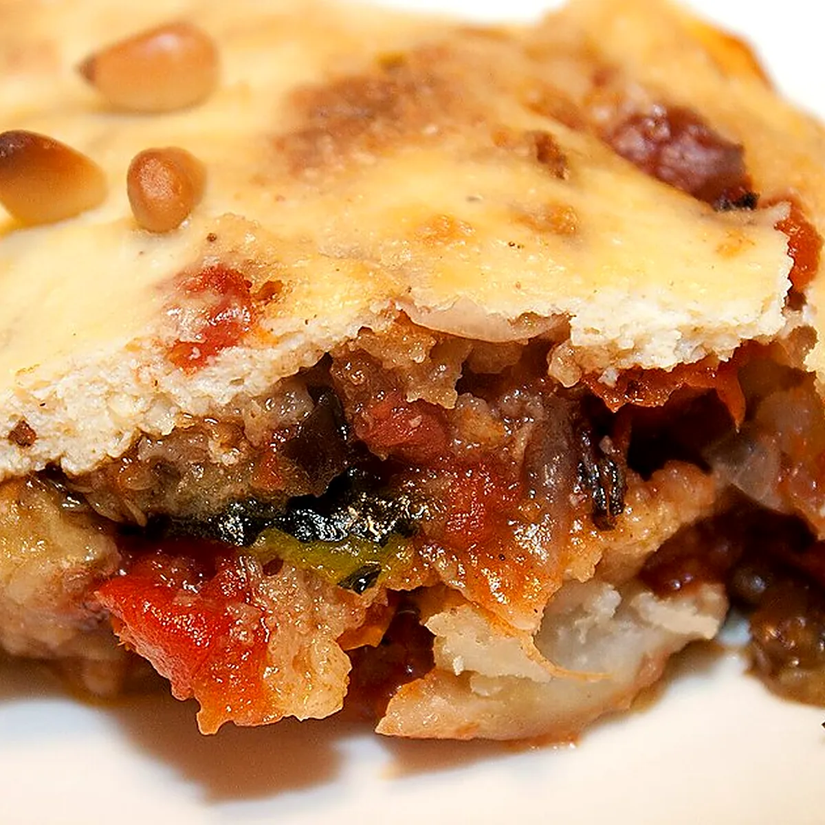 Eggplant and Lamb for Moussaka, showing the ingredients and preparation at this stage