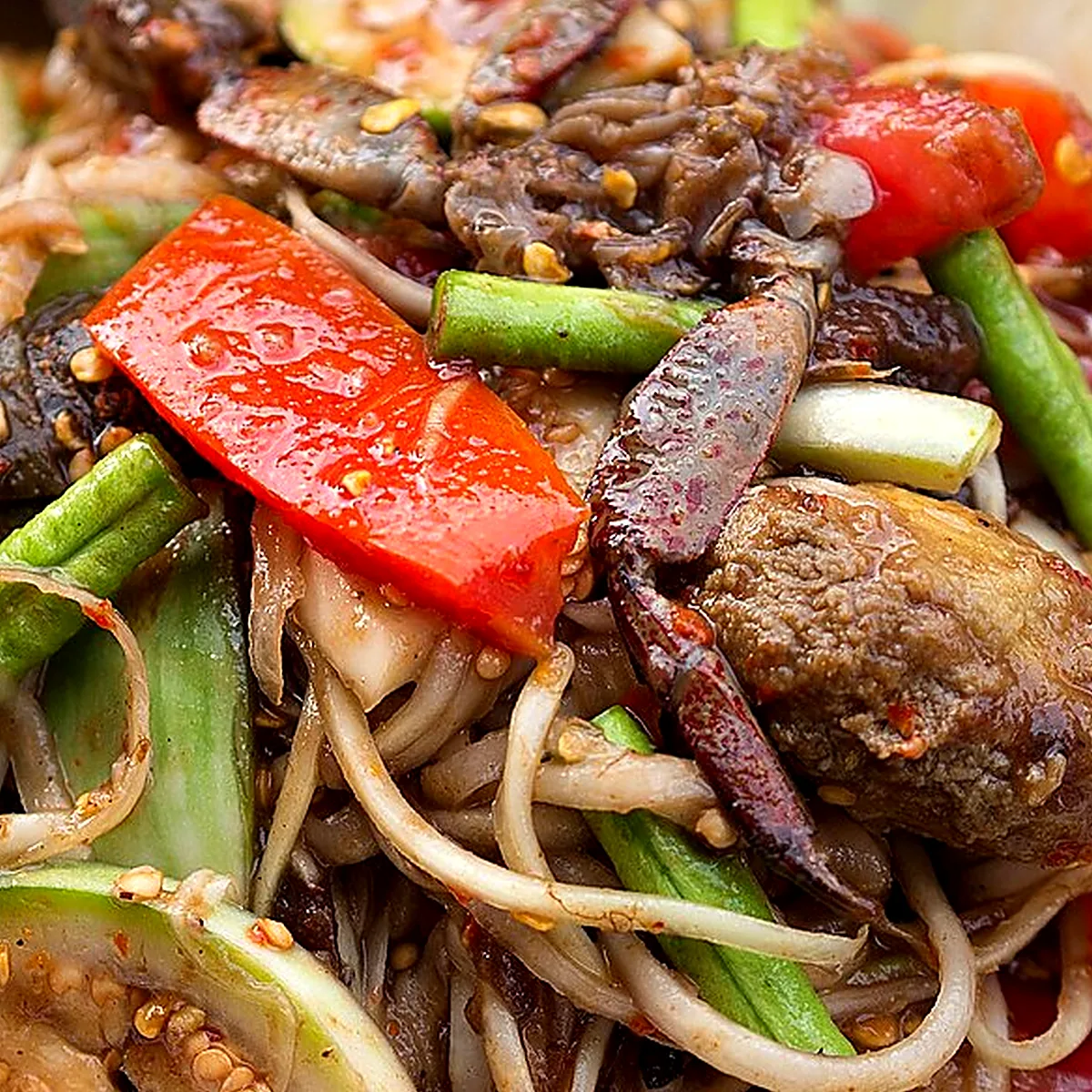 Step 3 for Green Papaya Salad (Som Tum Thai), showing the ingredients and preparation at this stage
