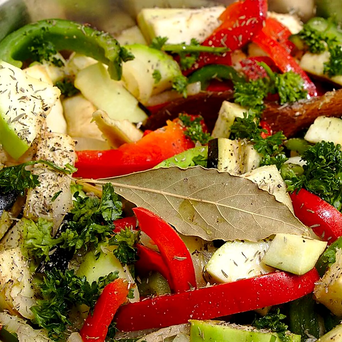 Step 2 for Ratatouille, showing the ingredients and preparation at this stage