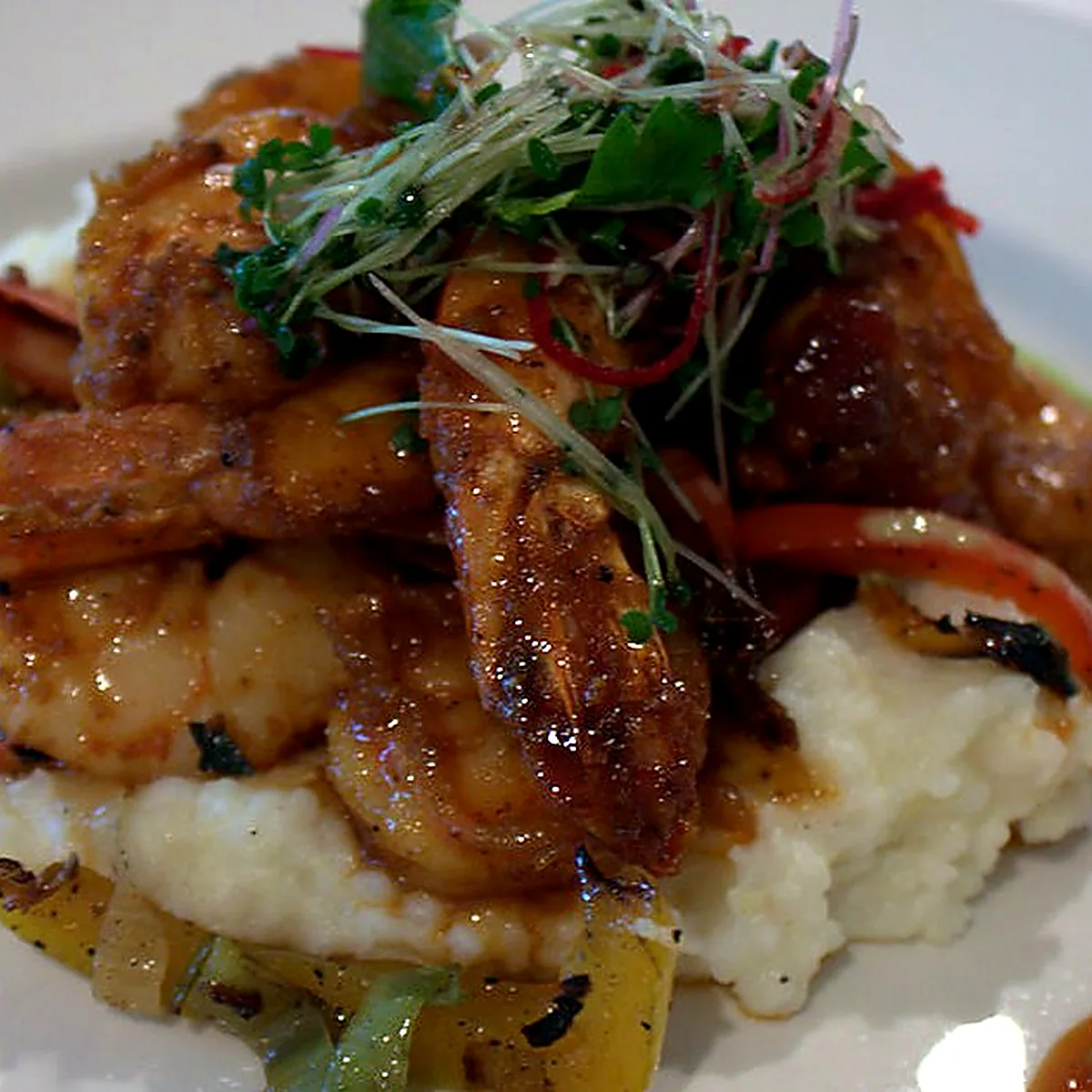 Shrimp and Vegetables for Shrimp and Grits, showing the ingredients and preparation at this stage