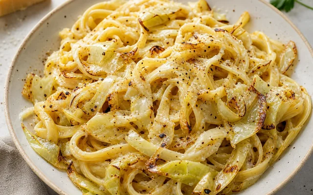 Creamy Cabbage Alfredo, styled to show the recipe's intended texture, color, and serving presentation