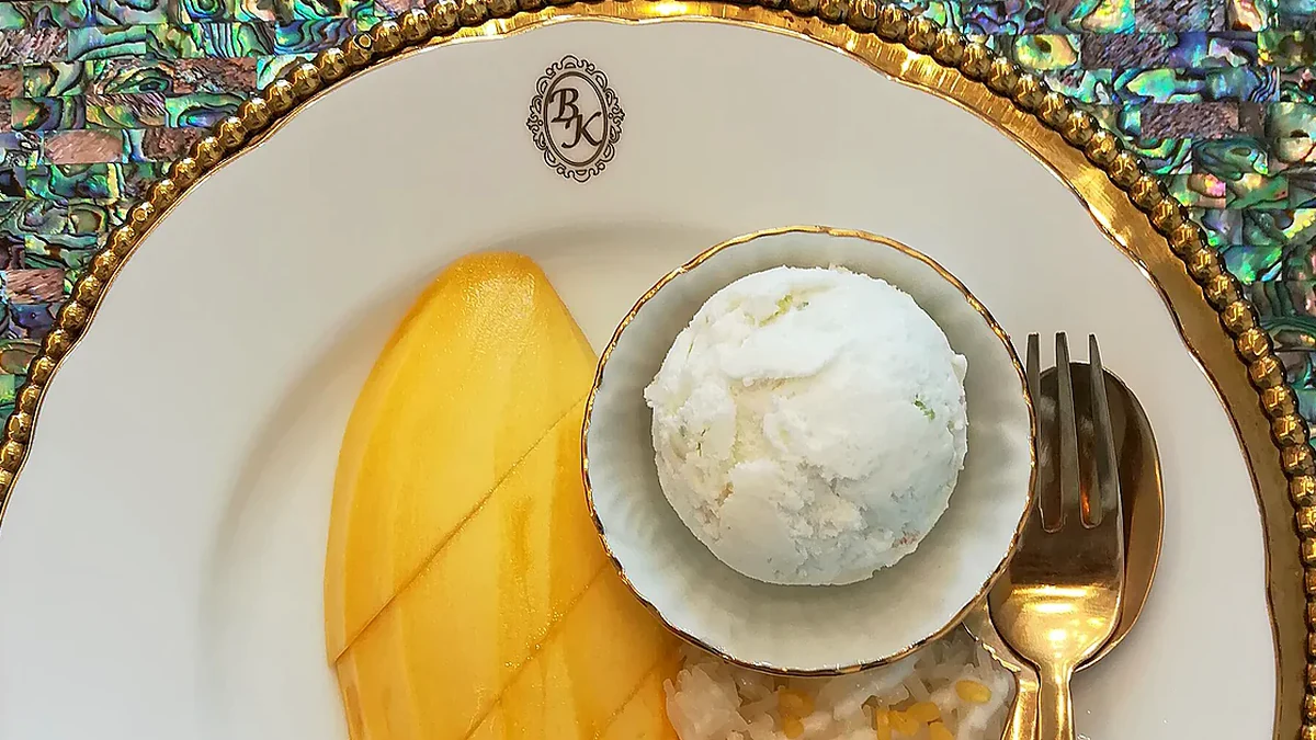 Mango Sticky Rice as served, showing the finished dish
