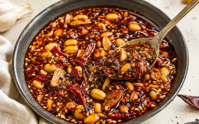 Salsa Macha, styled to show the recipe's intended texture, color, and serving presentation