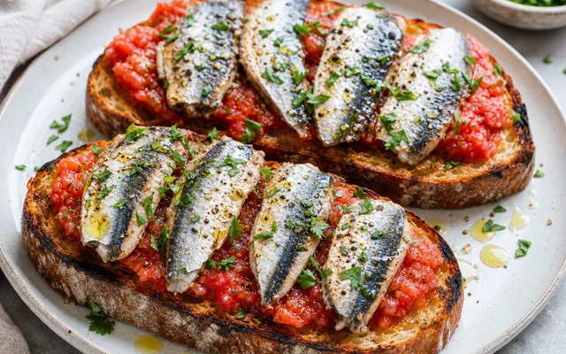 Tomato Sardine Toast, styled to show the recipe's intended texture, color, and serving presentation