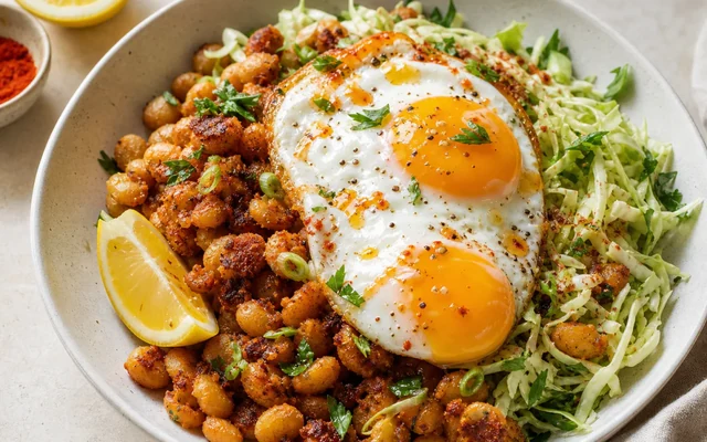Crispy White Bean Breakfast Bowl, styled to show the recipe's intended texture, color, and serving presentation