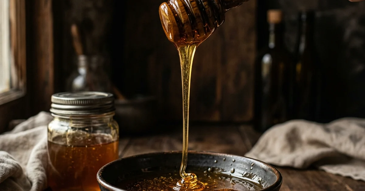 Liquid, creamed, pale floral, and dark buckwheat-style honey shown in separate bowls